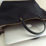 Custom Bag: Black Waxed Canvas and Leather Utility Tote for a 15″ Laptop