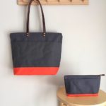Custom Bag: Medium Zipper Tote and Hold Pouch Set – Charcoal Grey and Orange