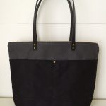 Custom Bag : Large Zipper Tote | Waxed Canvas and Leather | Charcoal Grey and Black