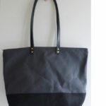 Custom Bag: Large Zipper Tote with Leather Handles in Grey and Black
