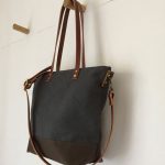 Custom Bag: Commuter Bag with Long Shoulder Tote Straps and A Crossbody Strap | Lightly Waxed Canvas and Vegetable Tanned Leather | Charcoal Grey and Brown