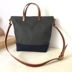 Custom Bag: Commuter Bag in Charcoal Grey and Blue | Water Resistant Waxed Canvas and Leather Tote | Handmade