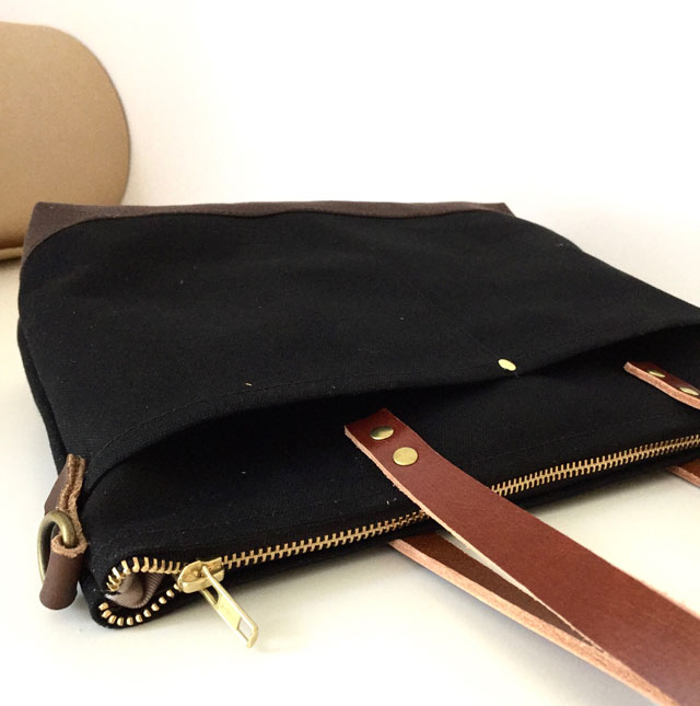 modern-coup-waxed-canvas-leather-bags-custom-satchel-black-brown-straps-nupur-pockets