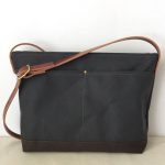 Custom Bag: Handmade Satchel With Extra Inside Pockets | Waxed Canvas and Leather | Charcoal Grey