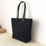 My First Design | Medium Zipper Tote | Waxed Canvas and Leather | 4 Inside Pockets | Black