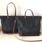 Utility Tote and Carrier Tote | Lightly Waxed Canvas and Leather | Charcoal Grey and Brown