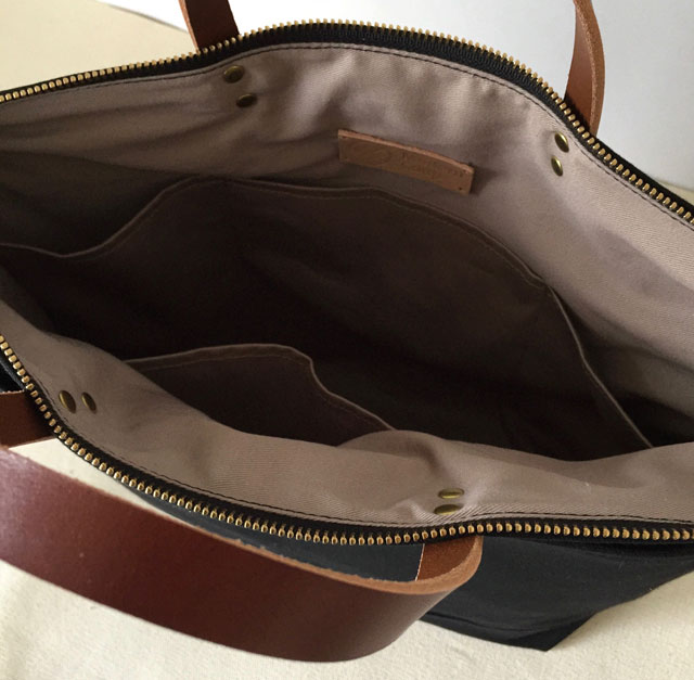 modern-coup-waxed-canvas-leather-bags-utility-tote-custom-black-brown-straps-inside-pockets